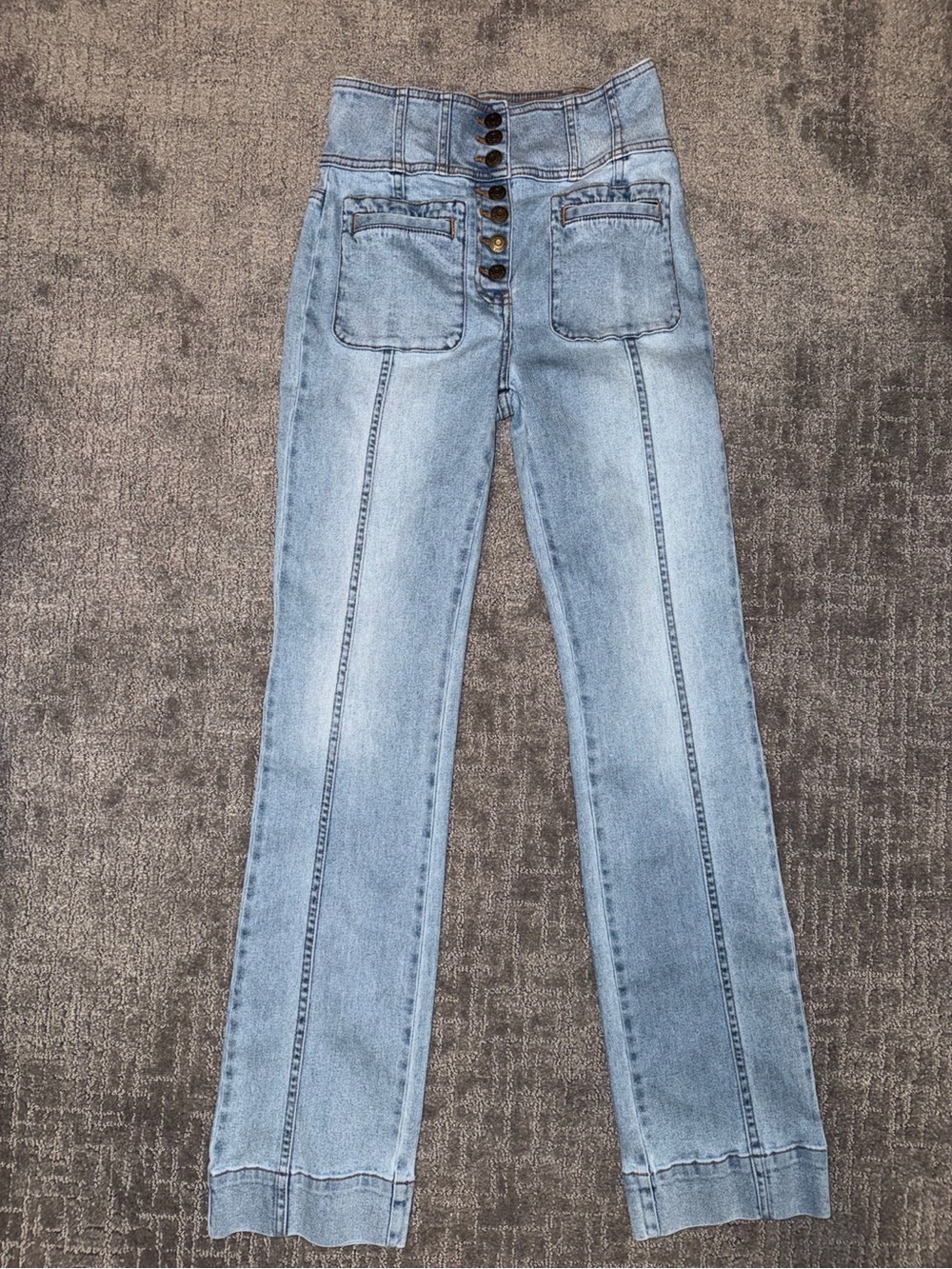 Ulla Johnson High Rise Button Front Jeans Light Wash Size 2